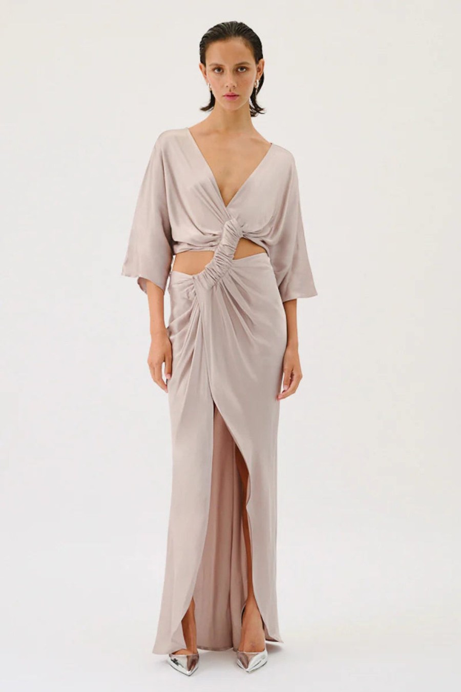 Women Suboo Wedding Guest | Suboo Millenia Rouched Cross Over Midi Dress-Gunmetal