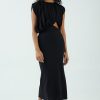 Women Third Form Wedding Guest | Third Form Overflow Drape Midi Dress-Black