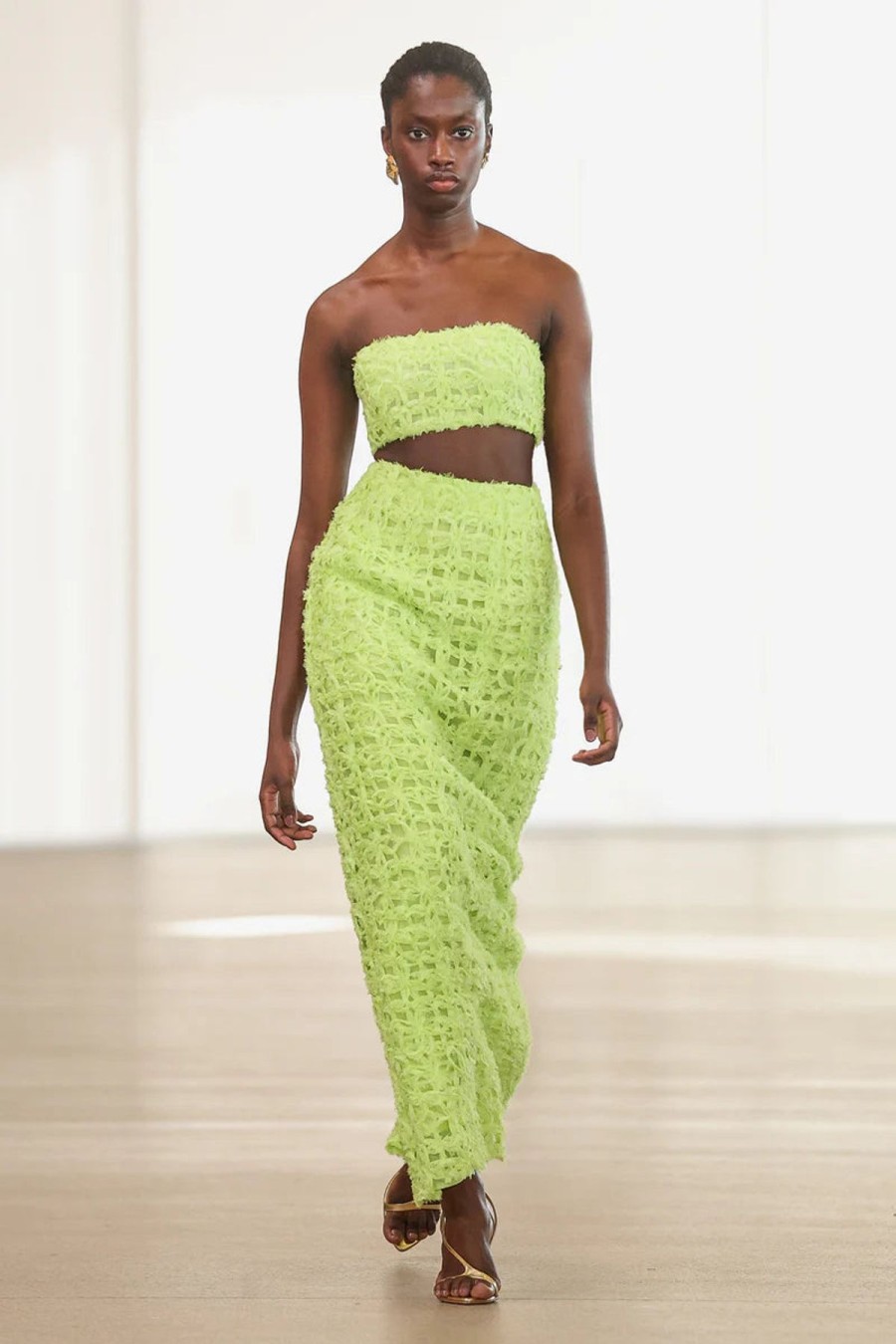 Women Aje Sets | Aje Quintette Textured Midi Skirt-Light Lime