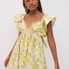 Women For Love & Lemons Wedding Guest | For Love & Lemons Tamra Mini Dress-Yellow