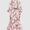 Women Leo Lin Wedding Guest | Leo & Lin Pina Silk Linen Dress-Print