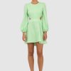 Women Dress Hire AU Wedding Guest | The Wolf Gang Safi Linen Cut Out Mini Dress-Mint