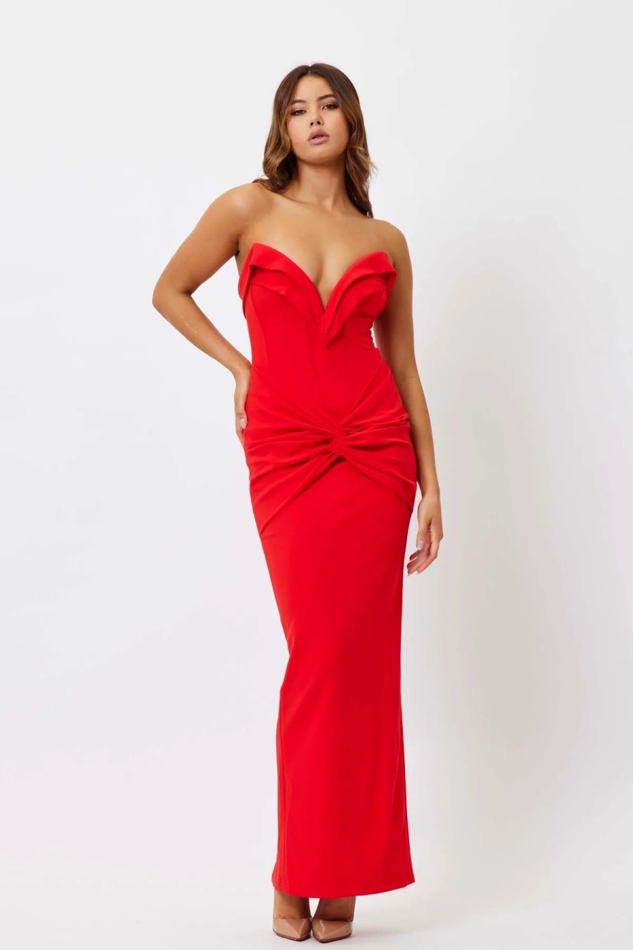 Women Bianca & Bridgett Wedding Guest | Bianca & Bridgett Adriana Dress-Red