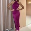 Women L'idee Wedding Guest | L'Idee Soiree Pleated Halter Dress-Magenta