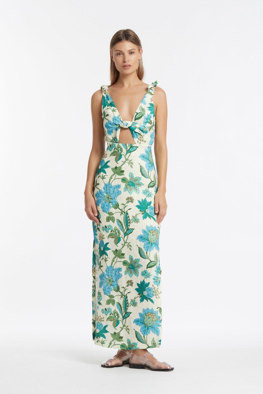 Women Dress Hire AU Wedding Guest | Sir The Label Alexandre Tie Midi Dress-Print