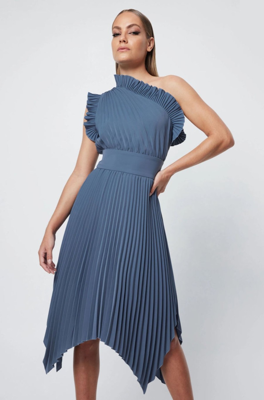 Women Mossman Wedding Guest | Mossman The Lady Like Dress-Steel Blue