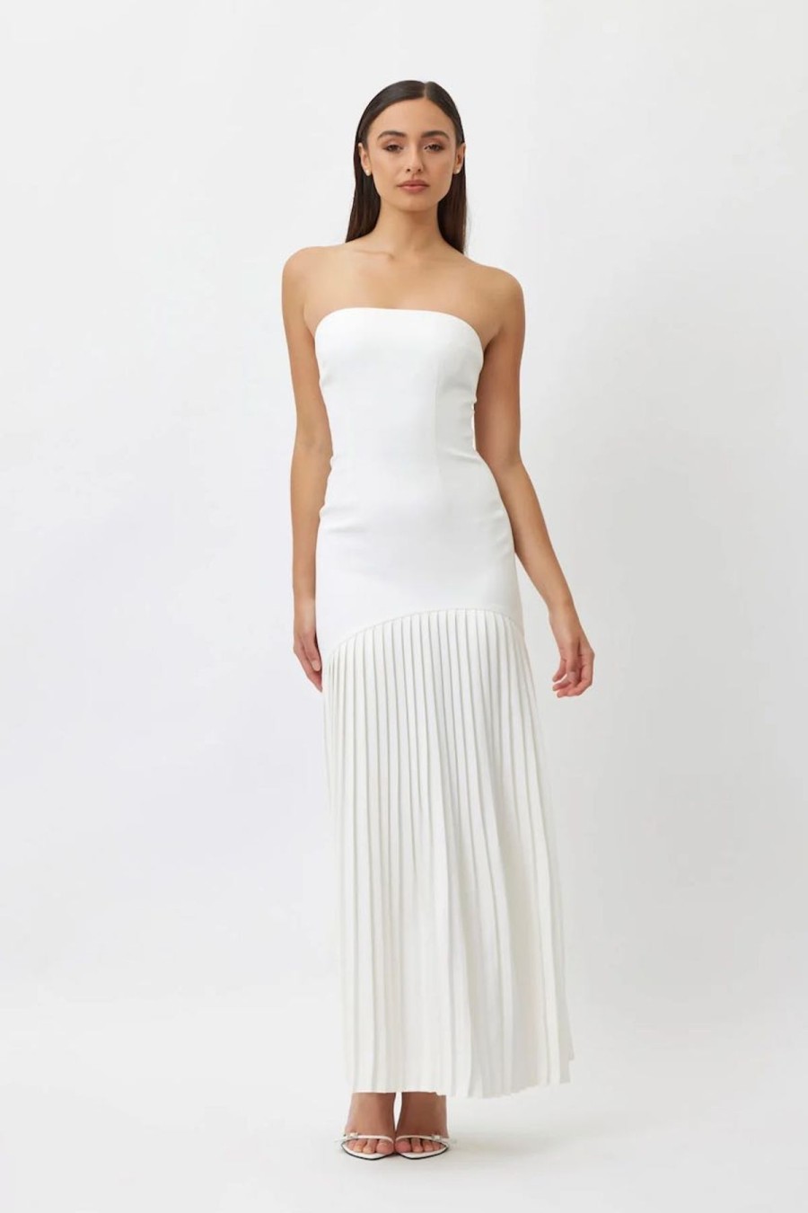 Women Bianca & Bridgett Wedding Guest | Bianca & Bridgett Mara Pleated Dress-White