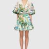 Women Leo Lin Wedding Guest | Leo & Lin Tropical Silk Linen Mini Dress-Multi