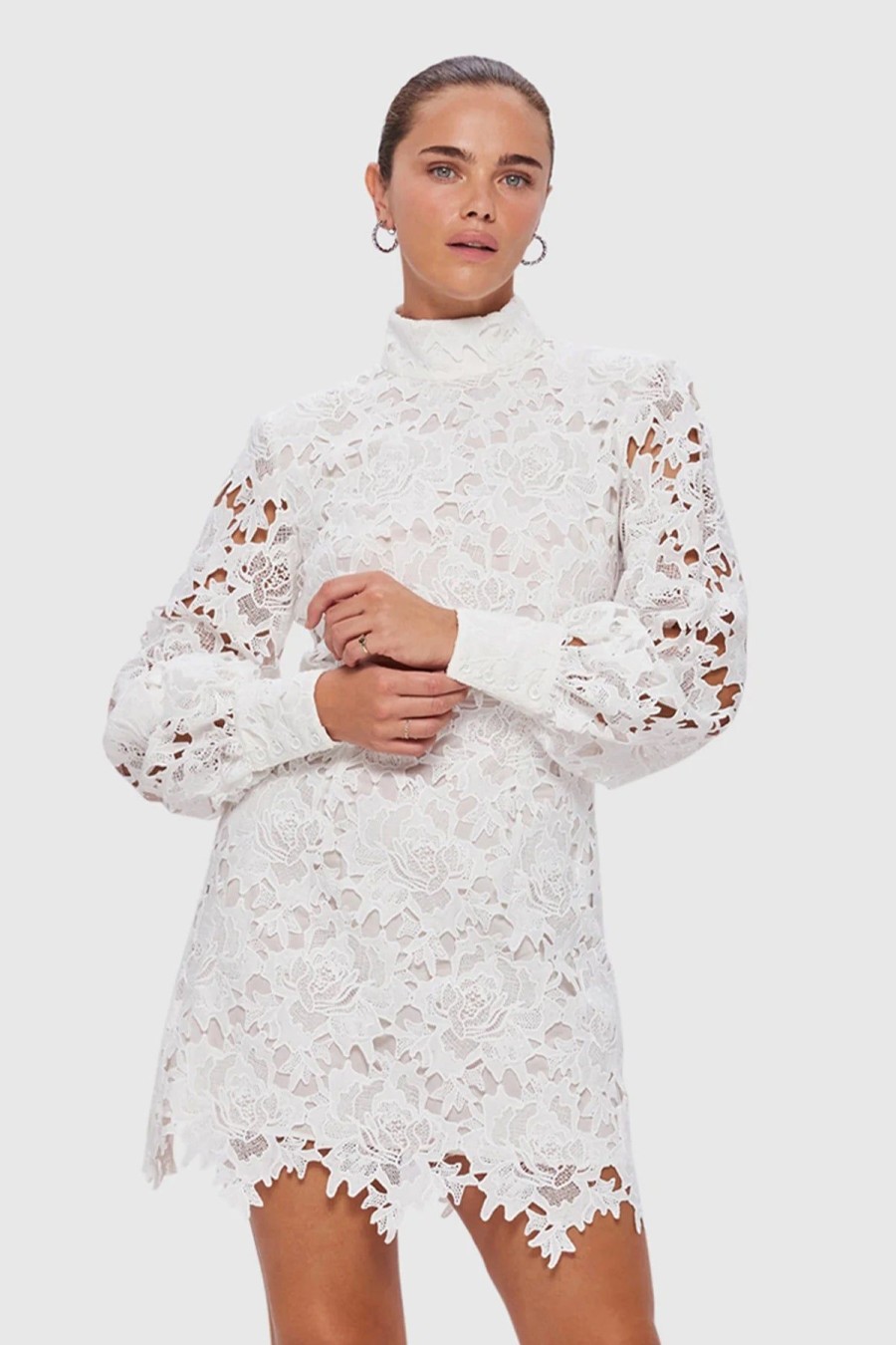 Women Leo Lin Party | Leo Lin Isla Lace Mini Dress-Snow