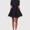 Women Leo Lin Wedding Guest | Leo & Lin Elise Lace Short Sleeve Mini Dress-Ebony