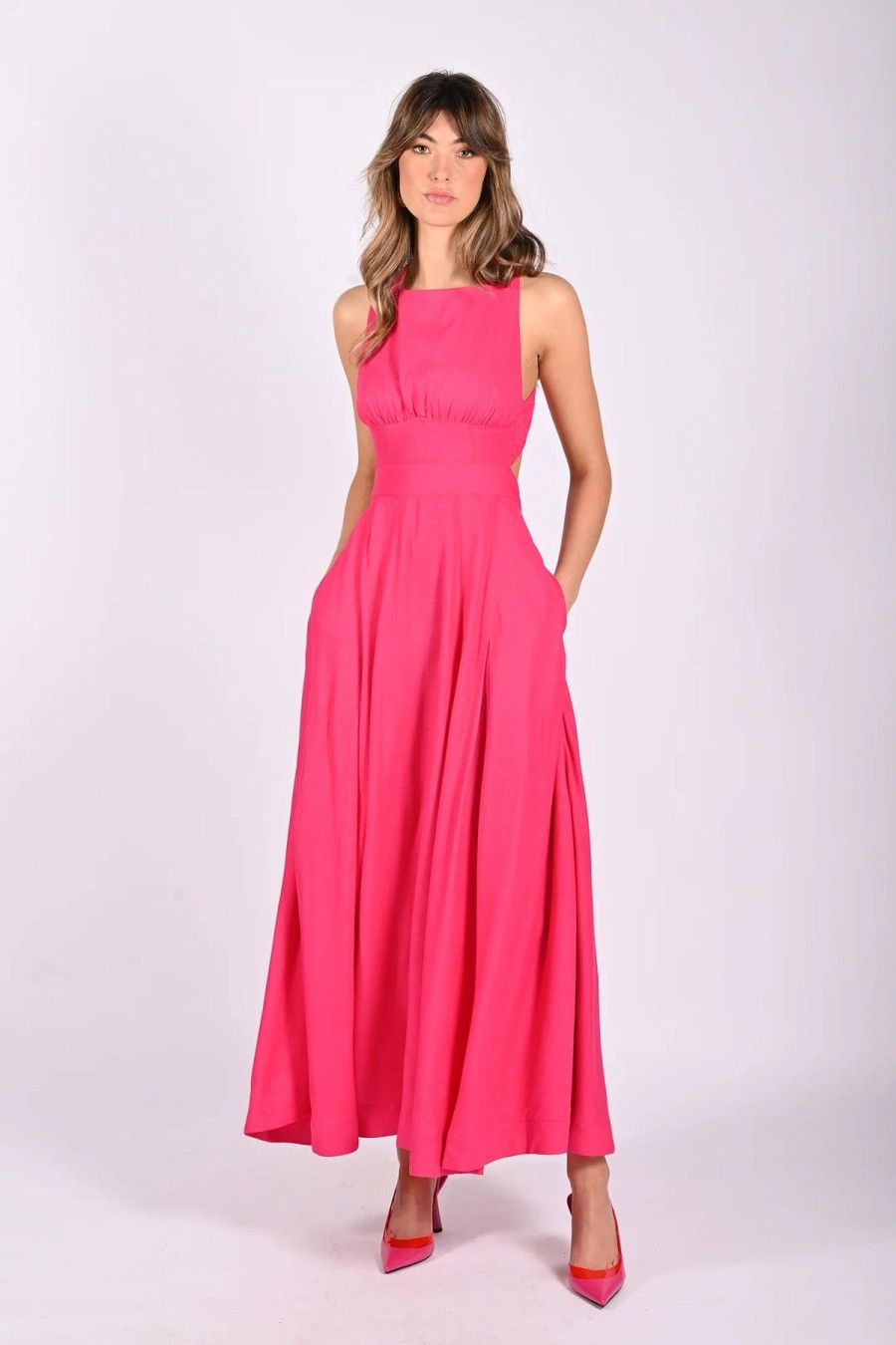 Women Aureta Wedding Guest | Aureta Elke Maxi Dress-Fuchsia