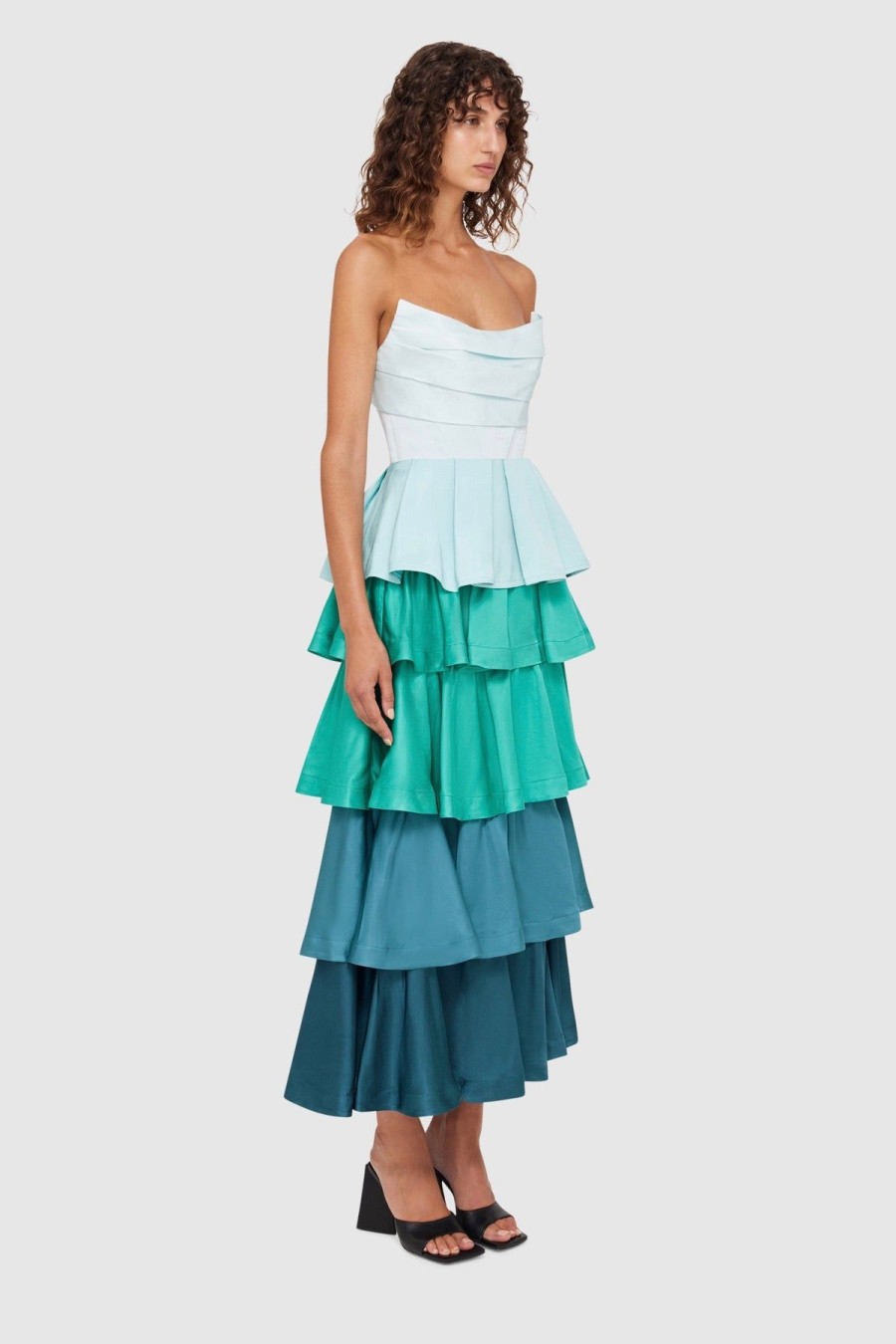 Women Leo Lin Skirts | Leo & Lin Jade Ruffled Maxi Skirt-Green/Blue