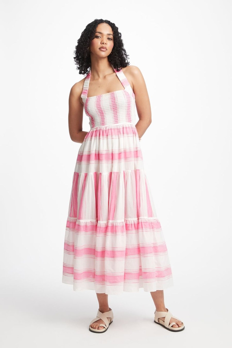 Women Dress Hire AU Engagement | Steele Tusk Dress-Pink Stripe