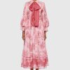 Women Leo Lin Wedding Guest | Leo & Lin Cassie Tie Neck Midi Dress-Plum Blossom