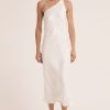 Women Third Form Party | Third Form Running Water Bias One Shoulder Slip Dress-White