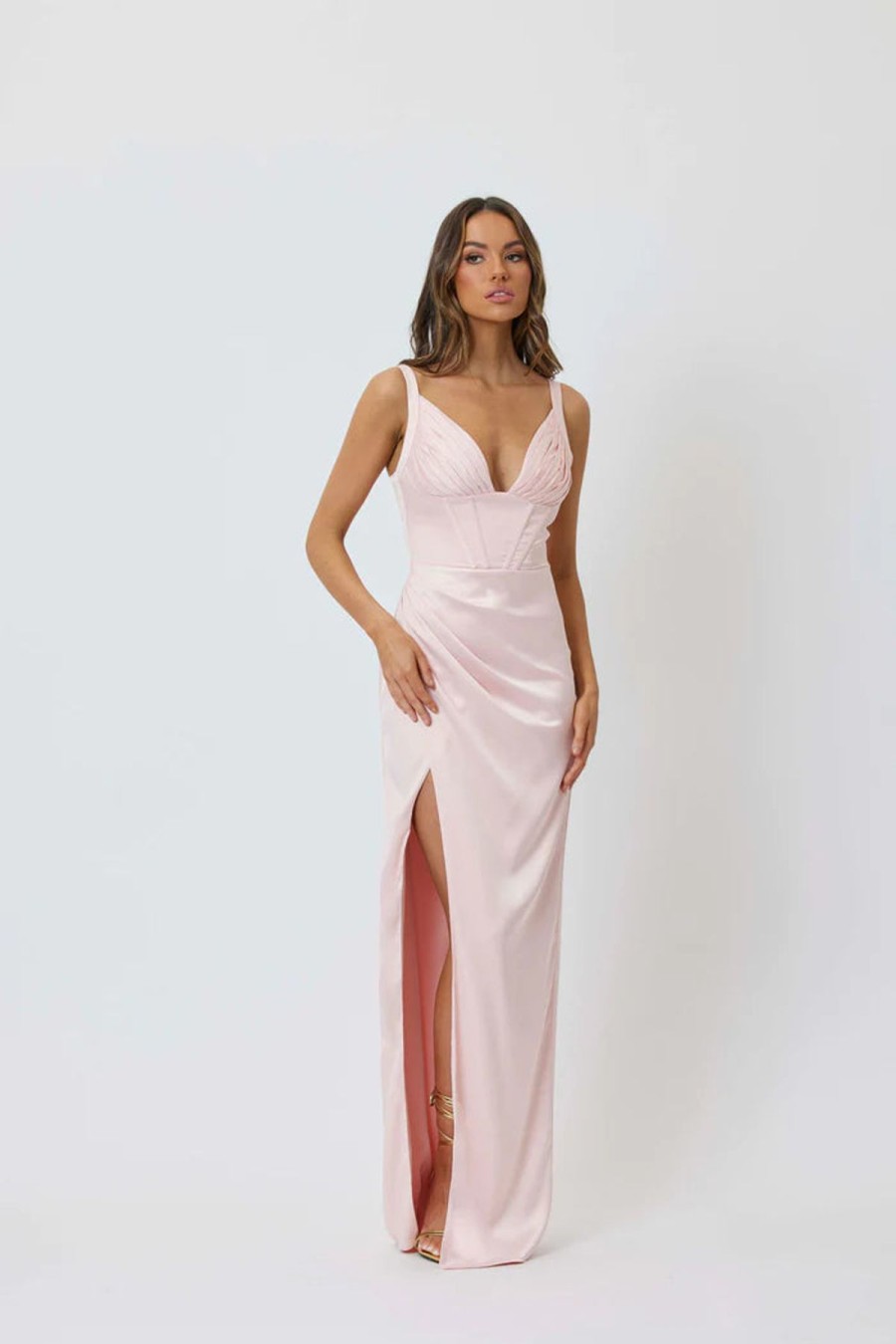 Women Bianca & Bridgett Wedding Guest | Bianca & Bridgett Peony Dress-Blush