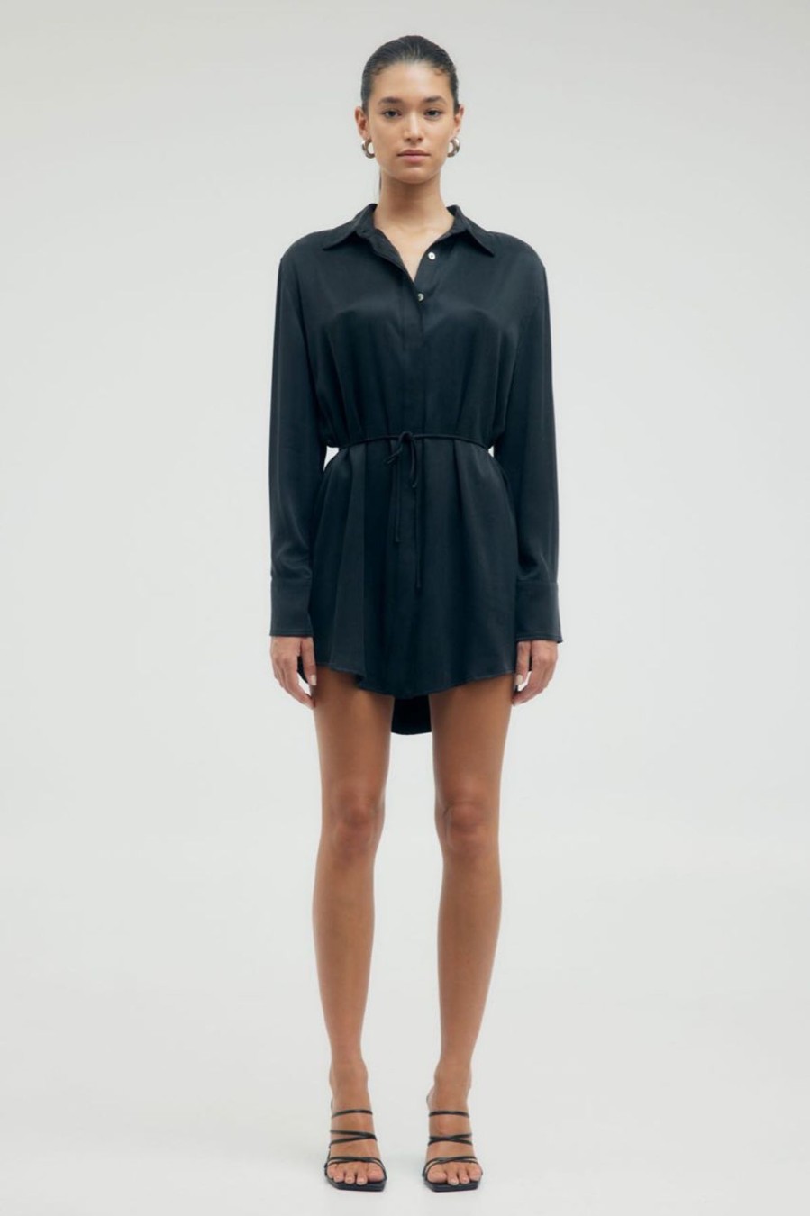 Women Third Form Party | Third Form Lip Service Oversize Shirt Dress-Jet Black