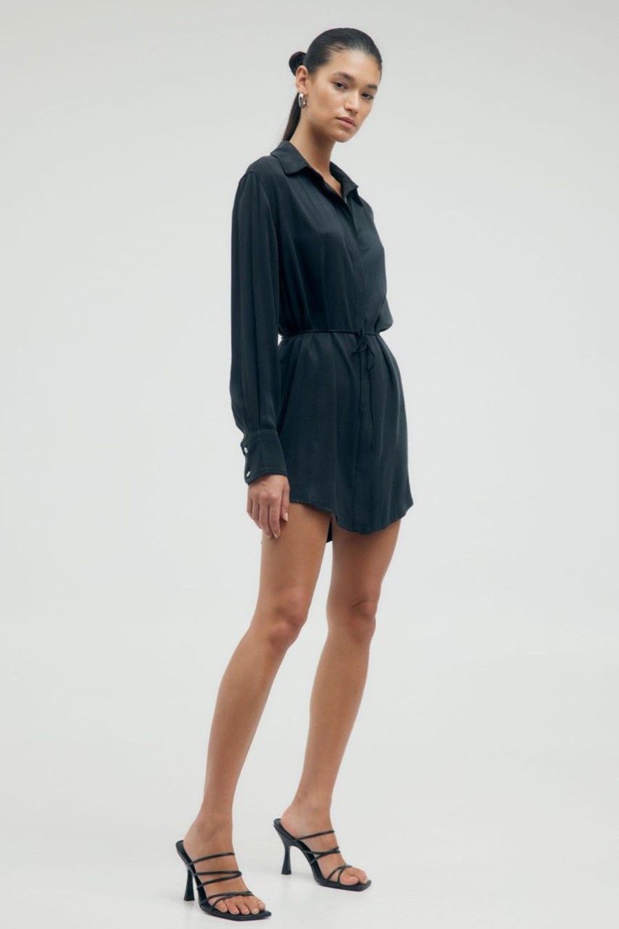 Women Third Form Party | Third Form Lip Service Oversize Shirt Dress-Jet Black