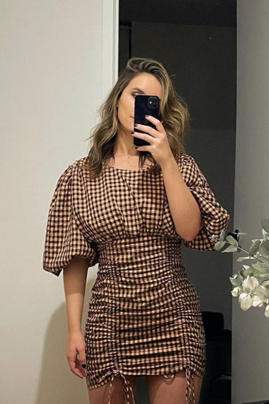 Women Mossman Wedding Guest | Mossman The Checked Out Mini Dress-Check