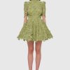 Women Leo Lin Wedding Guest | Leo Lin Elise Lace Short Sleeve Mini Dress-Olive