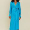 Women Suboo Wedding Guest | Suboo Halley Long Sleeved Shirt Dress-Turquoise