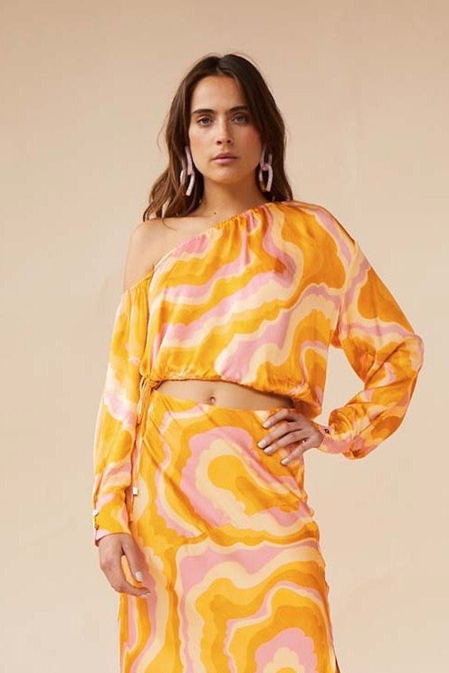 Women Suboo Sets | Suboo Cloud One Shoulder Blouse-Cloud Print