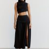 Women Third Form Sets | Third Form Marble Gathered Side Midi Skirt-Washed Black