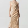 Women Third Form Wedding Guest | Third Form Satin Gather One Shoulder Dress-Sand