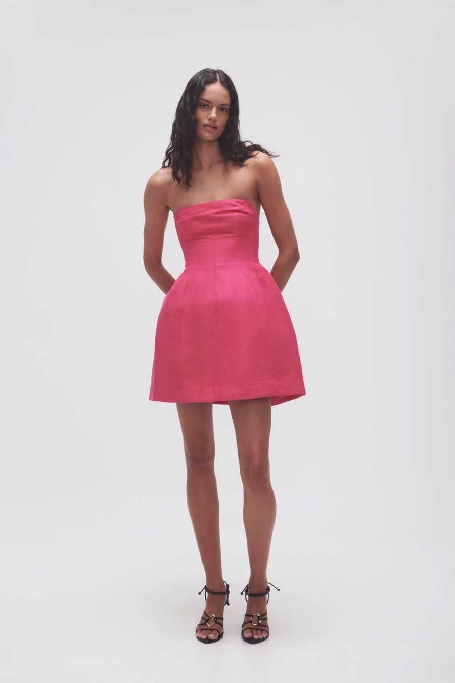 Women Aje Party | Aje Baret Strapless Mini Dress-Hot Pink