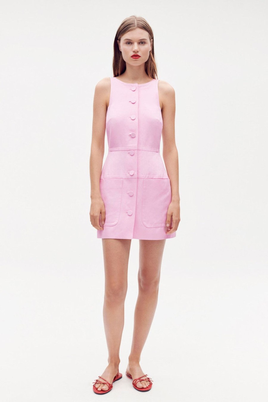 Women Dress Hire AU Party | Oroton Detailed Shift Mini Dress-Pink