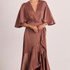 Women Pasduchas Wedding Guest | Pasduchas Seeker Cape Midi Dress-Mahogany