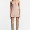 Women Dress Hire AU Wedding Guest | Dion Lee Accordion Pleat Mini Dress-Camel