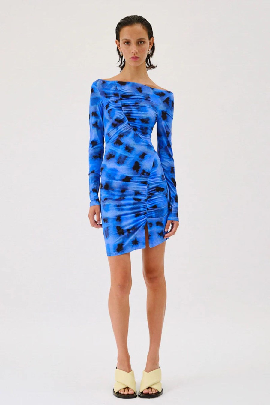 Women Suboo Party | Suboo Shibori Long Sleeve Off Shoulder Tunic Dress-Print