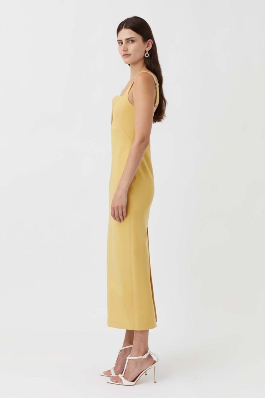 Women Dress Hire AU Wedding Guest | Camilla & Marc Brixton Dress-Mustard