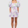 Women Leo Lin Wedding Guest | Leo & Lin Hailey Square Neck Mini Dress-Begonia Print