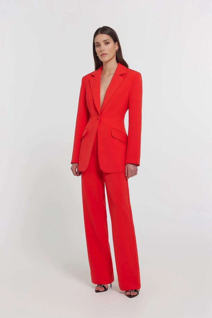 Women Dress Hire AU Sets | Kianna Shim Flare Pant-Red