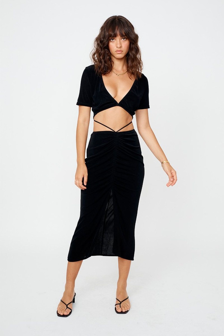 Women Suboo Sets | Suboo The Liz Rouched Midi Skirt-Black