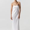 Women Third Form Party | Third Form Satin Tie Back Strapless Maxi Dress-Powder White