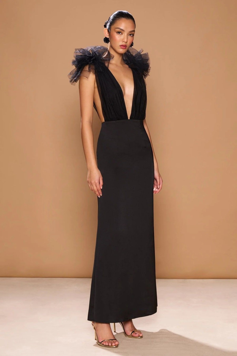 Women Sonya Wedding Guest | Sonya Como Gown-Black