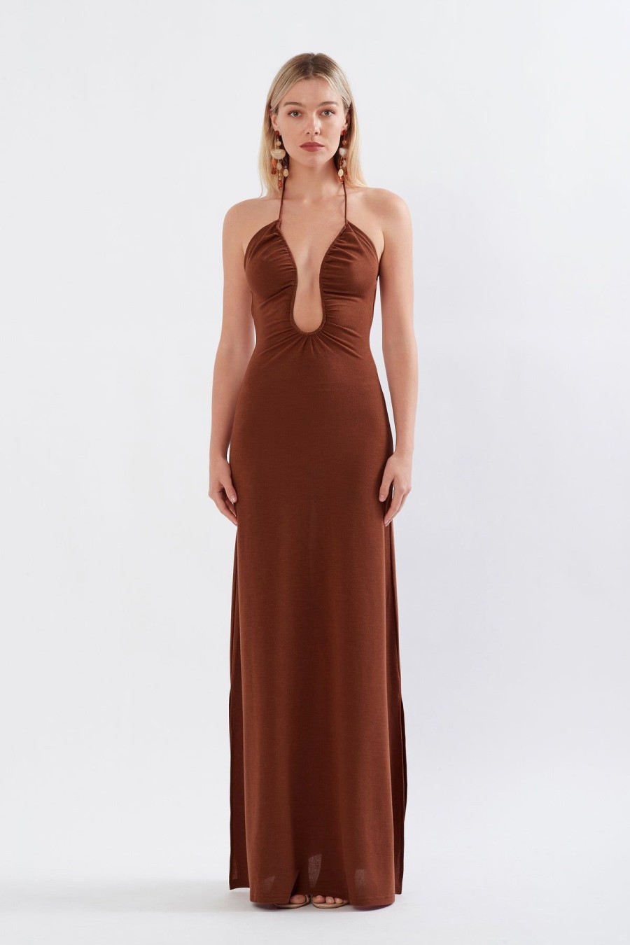 Women Sonya Wedding Guest | Sonya Knitted Keyhole Gown-Spice