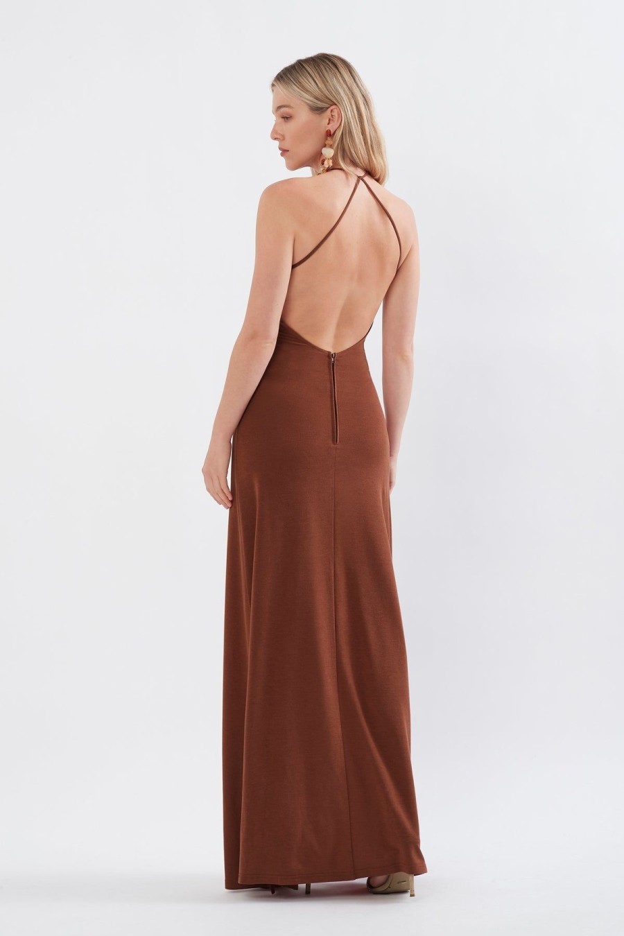 Women Sonya Wedding Guest | Sonya Knitted Keyhole Gown-Spice