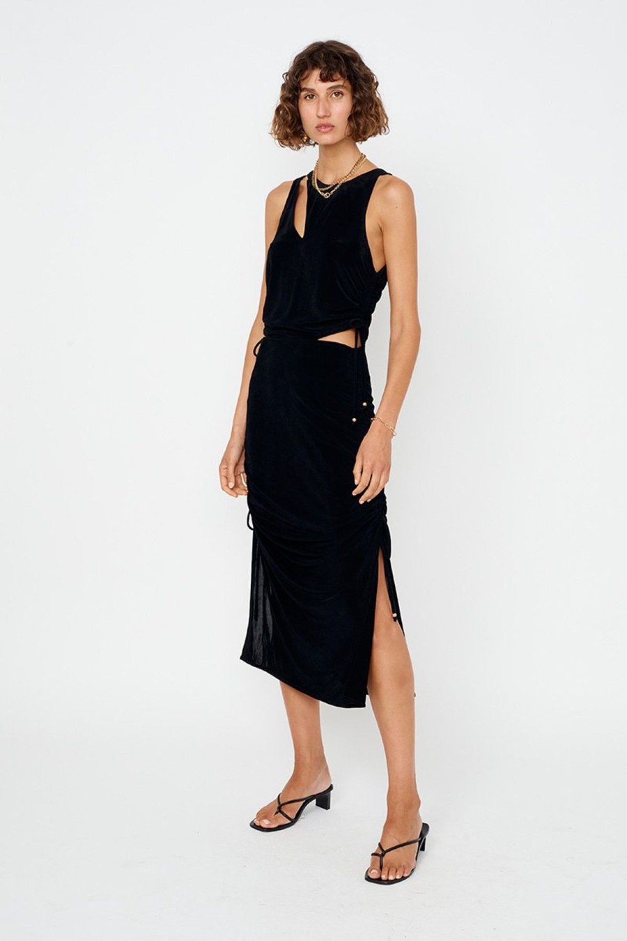 Women Suboo Engagement | Suboo The Liz Rouched Midi Tank Dress-Black