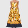 Women Leo Lin Wedding Guest | Leo & Lin Lynn Bustier Midi Dress-Adorn Print In Royal