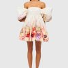 Women Leo Lin Wedding Guest | Leo Lin Elouise Puff Sleeve Mini Dress-Cascade Print