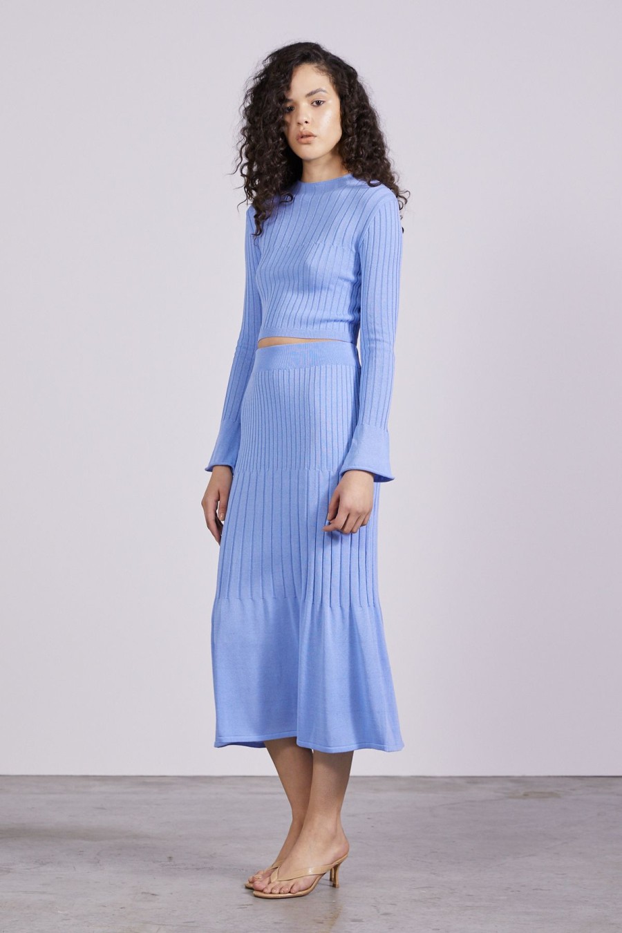 Women Third Form Sets | Third Form Flare Out Knit Skirt-Cornflower