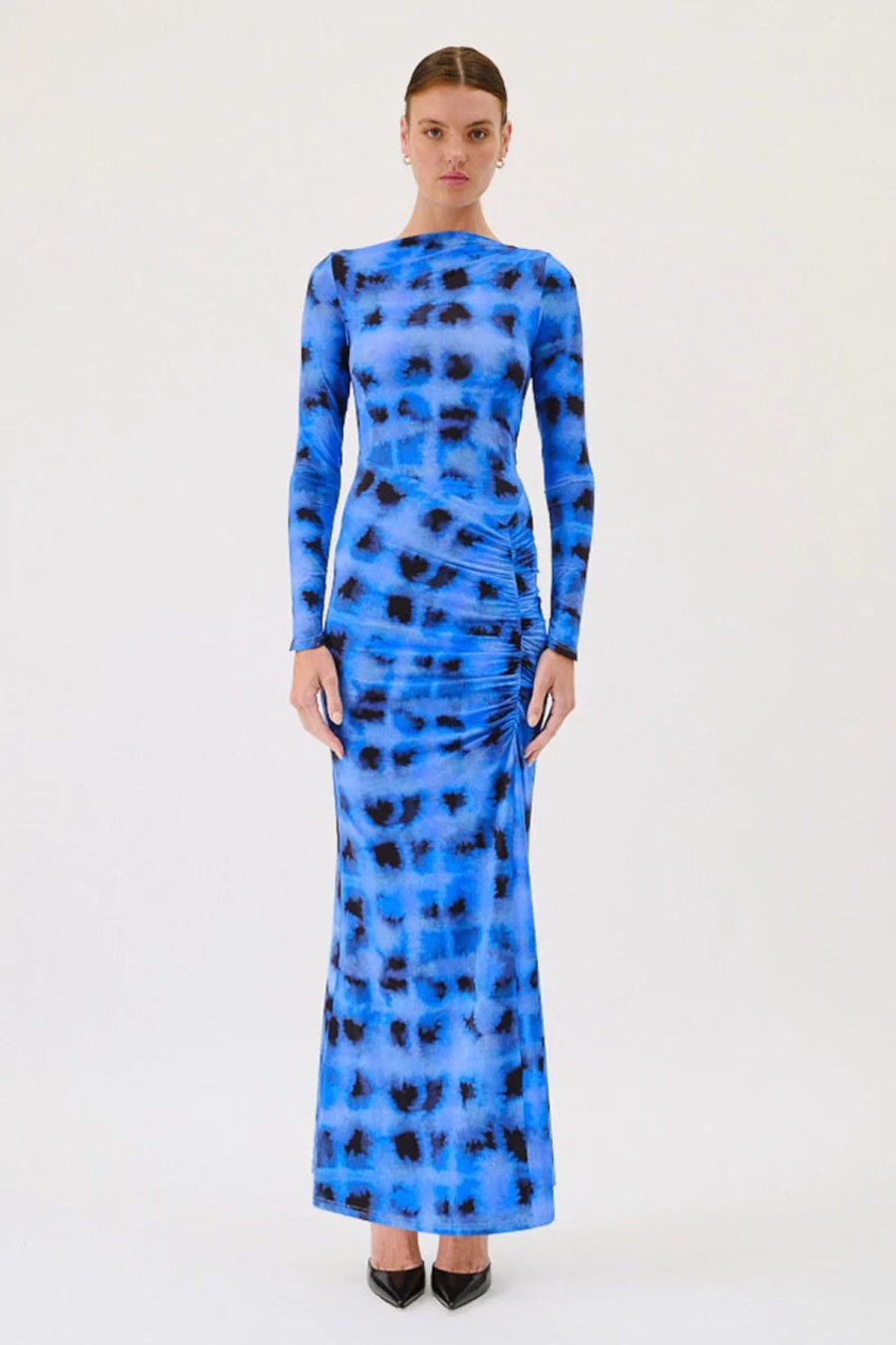 Women Suboo Wedding Guest | Suboo Shibori Long Sleeve Rouched Dress-Print