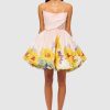 Women Leo Lin Wedding Guest | Leo & Lin Katy Bustier Mini Dress-Sunflower Print In Pink