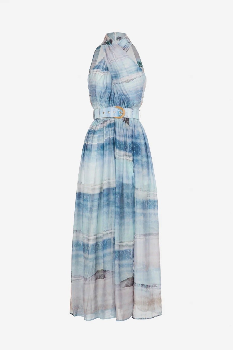 Women Sofia Irina Race Day | Sofia Irina Halter Neck Maxi Dress-Light Blue Ocean