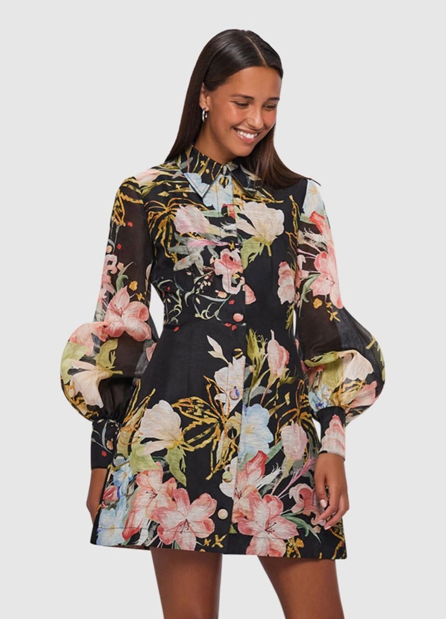 Women Leo Lin Wedding Guest | Leo & Lin Luminous Silk Mini Dress-Opulent Print In Mystic