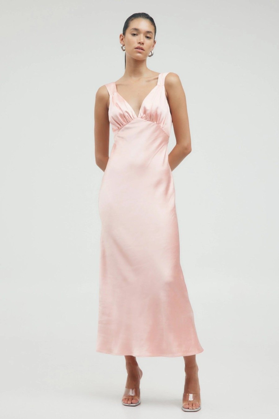 Women Third Form Party | Third Form Satin Gather Bra Bias Slip Dress-Fairy Floss